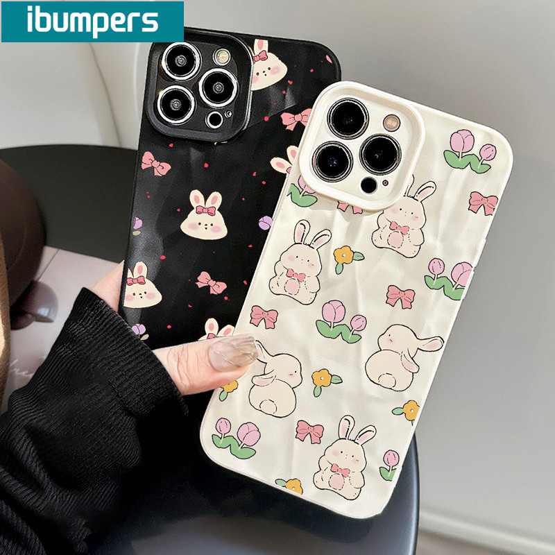 ibumpers Ốp Lưng IPhone Dễ Thương Thanh Lịch Hoạt Hình Họa Tiết Thỏ Cho IPhone 16 15 14 12 13 11 Pro Max IP 7 8 Plus X XS XR Ốp Điện Thoại Silicon Mềm Chống Sốc Mỏng