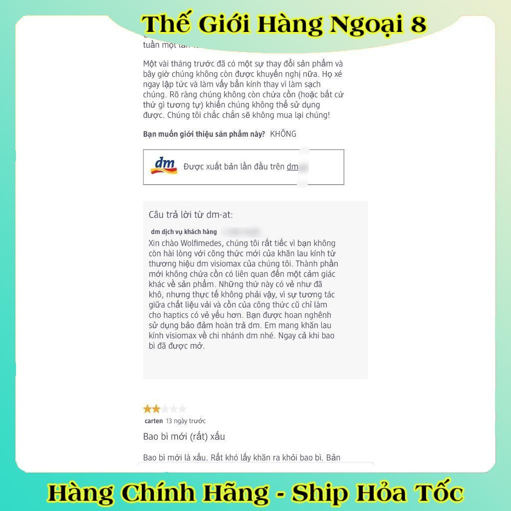 Giấy lau kính Visiomax hộp 52 tờ giúp làm sạch và bảo vệ kính của Đức