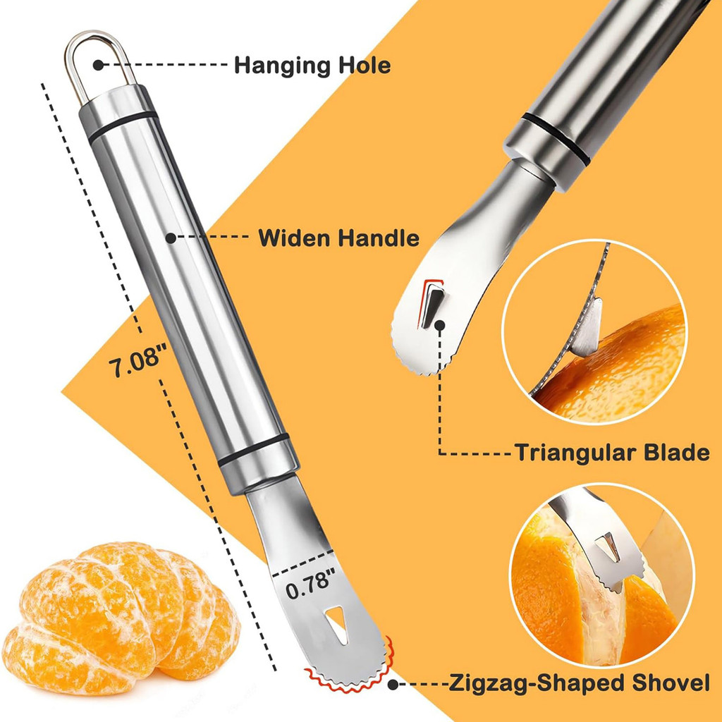 Dụng cụ gọt vỏ cam bằng thép không gỉ Dễ dàng bóc tay cầm dài Dụng cụ gọt vỏ màu cam Dụng cụ gọt vỏ hình tam giác Dụng cụ gọt vỏ cam tiện ích