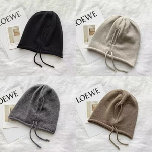 Thu Đông Nữ Dệt Kim Baggy Beanie Mũ Dây Rút Slouchy Len Chui Đầu Mũ Ngoài Trời Chống Gió