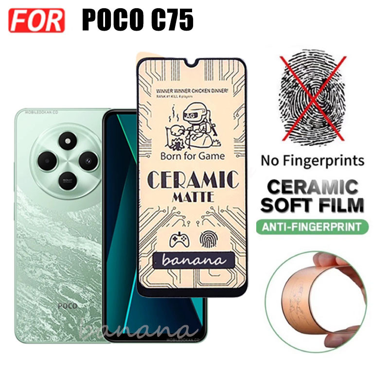 Ốp điện thoại chống sốc 3 trong 1 Poco C75 cho Poco C65 C61 Phim mờ gốm + Phim ống kính máy ảnh