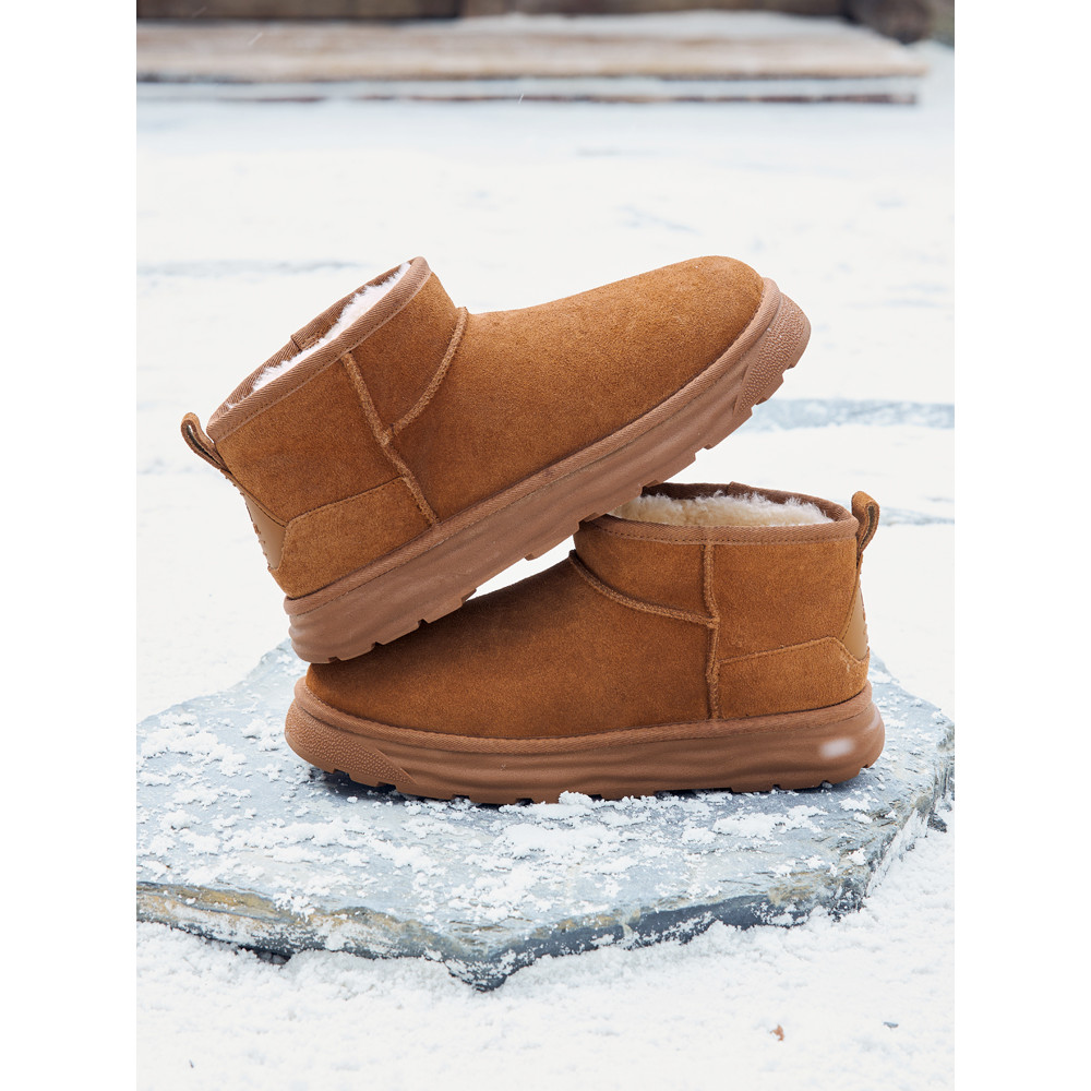 Ảnh Giày nam CAMEL CROWN dày nhung nâng mũi tròn cổ điển Giày bốt tuyết ấm áp 3