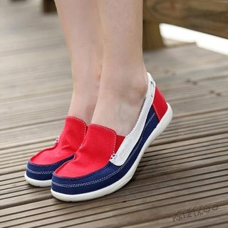 Giày slip on walu canvas loafer women cao cấp, giày lười nữ cross bằng vải kaki bền nhẹ nhiều màu