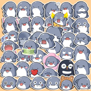 Set 40 Sticker Hình Cá Mập Con Dễ Thương Dán Trang Trí Sổ Tay, Mũ Bảo Hiểm, điện Thoại, Hộp Bút,.....
