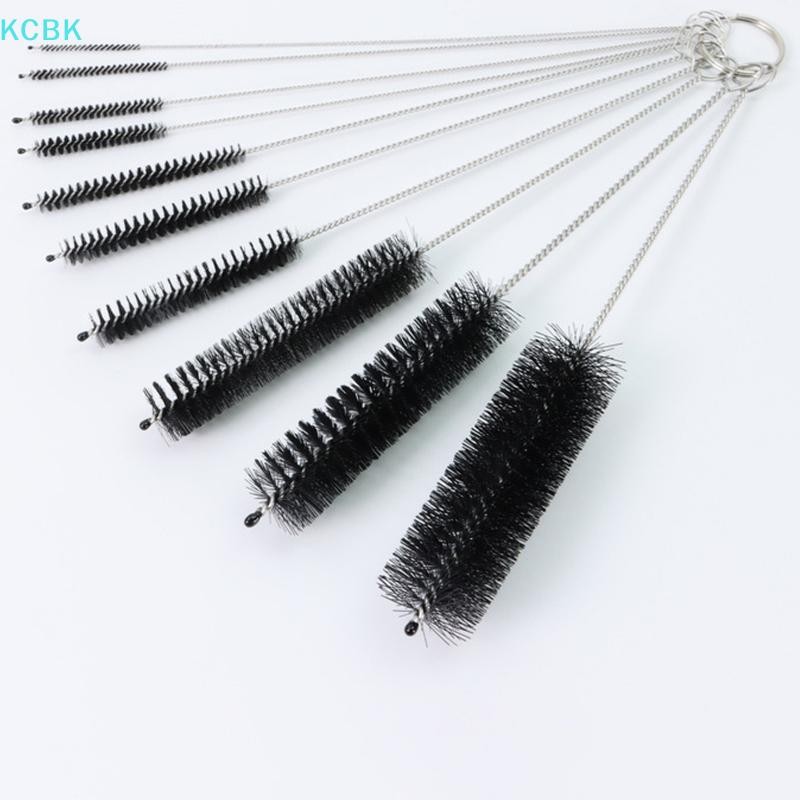 [Kc] Bộ cọ làm sạch ống hút tóc mềm không gỉ Bộ lông Nylon Ống hút chai ống [BK]