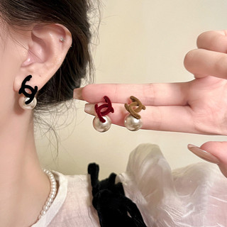 1 đôi bông tai ngọc trai nhân tạo nhung kim bạc, bông tai đa năng đơn giản, bông tai mới cao cấp mùa thu đông dành cho nữ