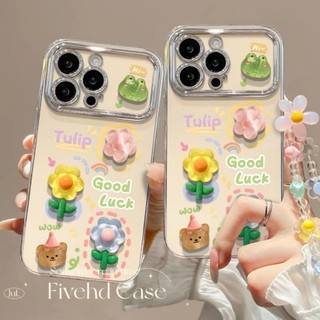 Ốp Điện Thoại Búp Bê DIY Hoa Dễ Thương + Dây Buộc Cho iPhone 11 16 15 14 13 12 Pro Xs Max XR X 6 6s 7 8 Plus Hàn Quốc Ốp lưng Chống Sốc Ốp Lưng Bảo Vệ