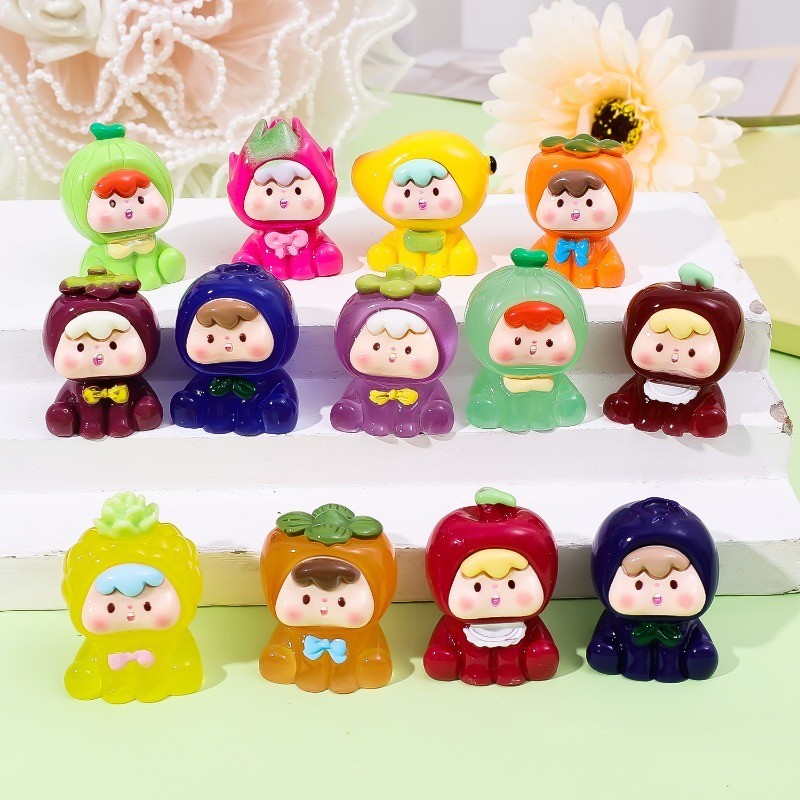 Trang trí bàn làm việc búp bê trái cây dễ thương - Dạ quang, Phim hoạt hình, Mini, Ngẫu nhiên - Trang trí nội thất ô tô - Phụ kiện vật liệu DIY - Các bức tượng động vật cảnh vi mô