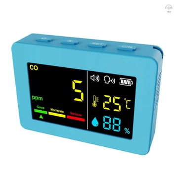 Máy đo chất lượng không khí di động Máy đo nhiệt độ và độ ẩm CO 3in1 Màn hình màu Máy dò Carbon Monoxide với báo động bằng giọng nói và chức năng hiển thị số lượng điện