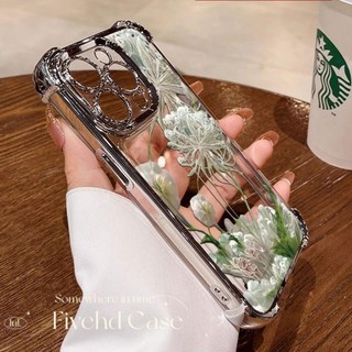 Ốp Điện Thoại Hoa Sang Trọng Cho iPhone 11 16 15 14 13 12 Pro Xs Max XR X 7 8 Plus HD Trong Suốt Vỏ TPU Mềm Vỏ Điện Thoại Di Động Chống Sốc Ốp Lưng Bảo Vệ