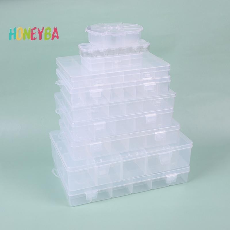 < Honeyba > Thiết Thực 24 Lưới Ngăn Nhựa Trong Suốt Hộp Bảo Quản Trang Sức Bông Tai Hạt Vít Hộp Đựng Màn Hình Hộp Đựng