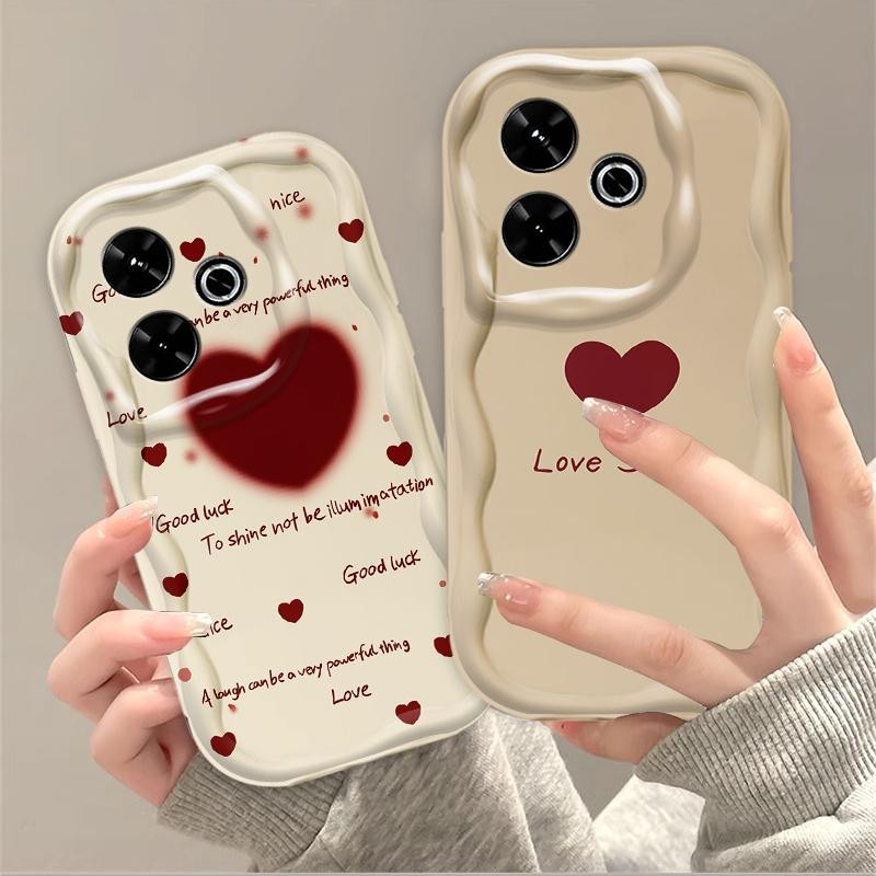 Vỏ Silicon Hoạt Hình Cho Redmi 13 / POCO M6 4G 3D Sóng TPU Mềm Dễ Thương Kem Cặp Đôi Cô Gái Thư Tình Thẩm Mỹ Ốp Điện Thoại Chống Sốc