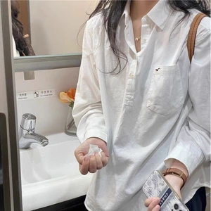 SUXI Áo sơ mi nữ dài tay cổ đơn giản mùa xuân mới 250331