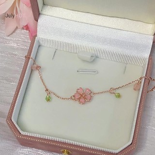 Julyhot Lãng Mạn Quyến Rũ Hồng Hoa Anh Đào Pendent Vòng Cổ Nữ Phong Cách Hàn Quốc Zircon Hoa Xương Đòn Dây Chuyền Trang Sức Tiệc Choker Quà Tặng Massivedeals