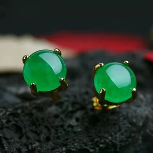 New tự nhiên Jade jadeite Retro thiết kế của phụ nữ Bông tai