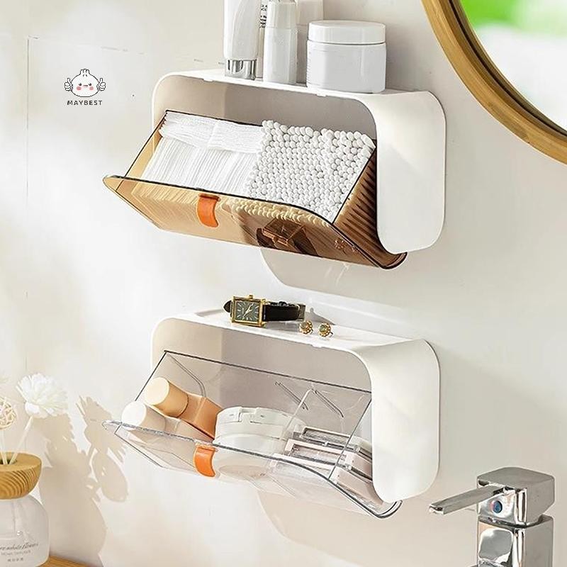 Maybest Hộp Bảo Quản Nhà Vệ Sinh Treo Tường Miếng Lót Bông Hộp Bảo Quản Chống Bụi Phòng Tắm Tổ Chức Trang Điểm Son Môi Dính Trang Sức Giá Đỡ {VN}