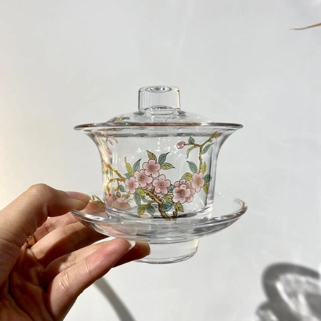 Bát bọc thủy tinh pha lê Sancai & Bộ trà thủy tinh dày dặn chống bỏng chống bỏng