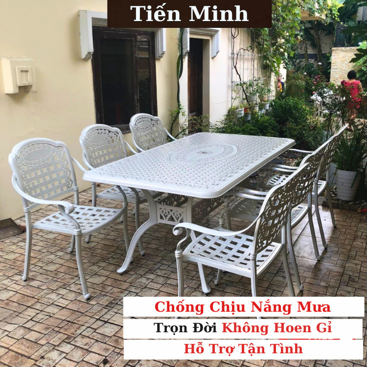 Bộ bàn ghế sân vườn ngoài trời HCN Bộ bàn ghế ban công ngoài trời nhôm đúc Bàn ghế ngoài trời - BO12