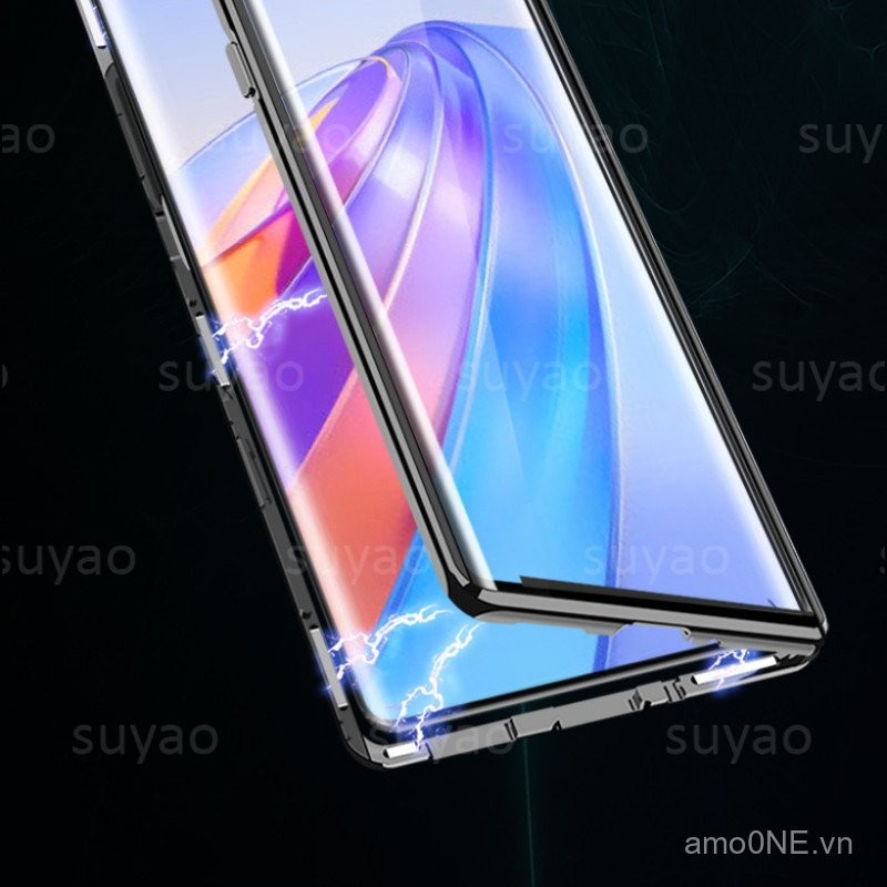 Ốp điện thoại cho Honor X9C Smart X9B X9 B X9A, ốp trong suốt, bảo vệ camera HonorX9B HonorX9C 200Pro 200 Pro, kính hai mặt lật toàn bộ 360 °   Vỏ kim loại từ tính cứng