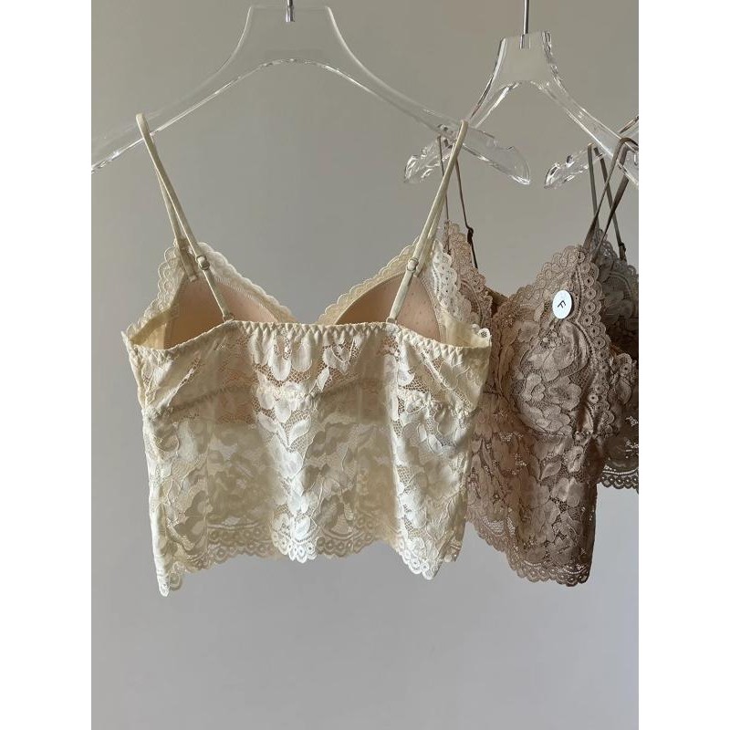 Gợi Cảm Ren Sling Nữ Có Miếng Lót Ngực Một Mảnh Cố Định Cup Áo Vest Phong Cách Ngắn