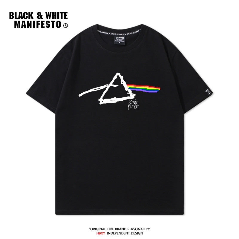 PinkFloyd PinkFloyd Áo thun ngắn tay Ping Floyd Rock Band Retro Loose Casual Nam Hợp thời trang