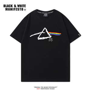 PinkFloyd PinkFloyd Áo thun ngắn tay Ping Floyd Rock Band Retro Loose Casual Nam Hợp thời trang