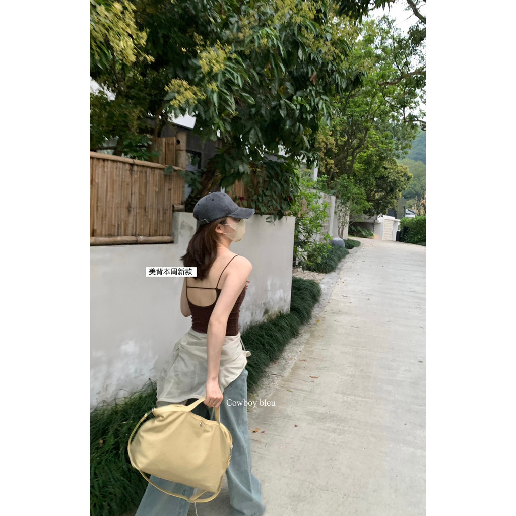 Ôm Hơn Nhìn Tròn Cổ Chữ U Đẹp Lưng Tích Hợp Đồ Lót Cốc Cao Su Ôm Hơn Nhìn Camisole