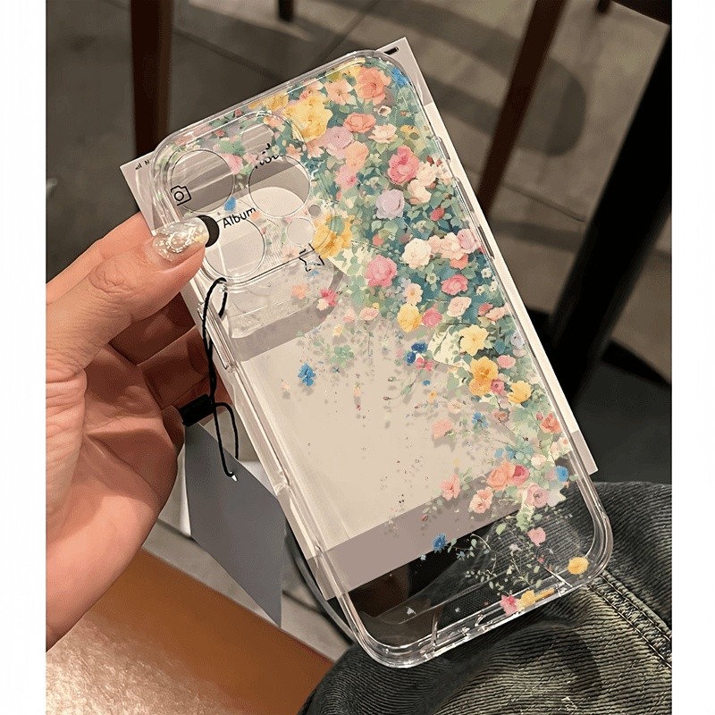 Vỏ hoa văn cây hoa hợp thời trang cho Xiaomi Redmi Note 14 13 12 4G 13 14 Pro Plus 5G Vỏ hoa mềm trong suốt Bảo vệ Camera trong suốt Silicon chống sốc trong suốt