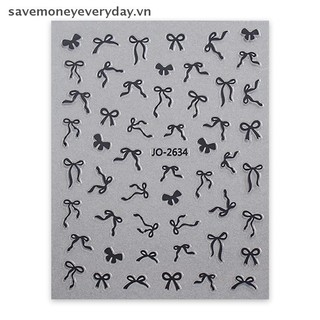 [savemoneyeveryday] 1 Miếng Dán Móng Tay Nơ Ngọt Ngào 5D Hồng Đen Trắng Dài Ruy Băng Nơ Tự Dính Móng Tay Nghệ Thuật Dán Đề Can Trang Trí DIY [vn]