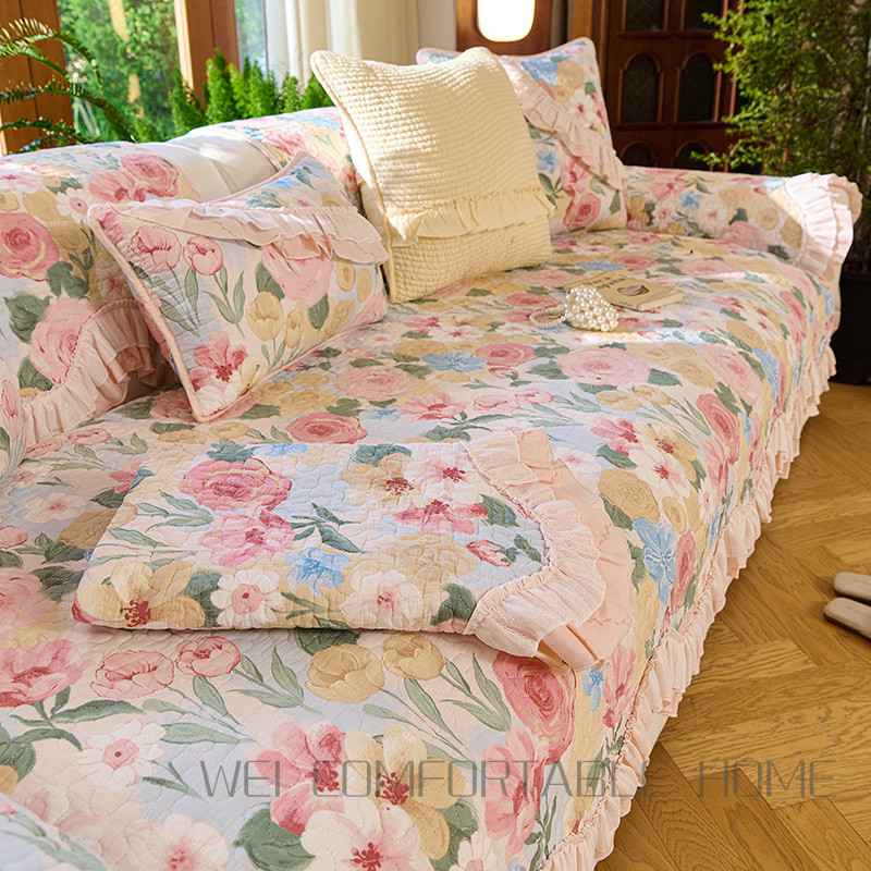 Cotton Sofa Đệm Hình Chữ L Kết Hợp Sofa Đa Năng Chống Trơn Trượt Đệm Sofa Hình Đặc Biệt Bao Khăn Phòng Khách Bao Vải