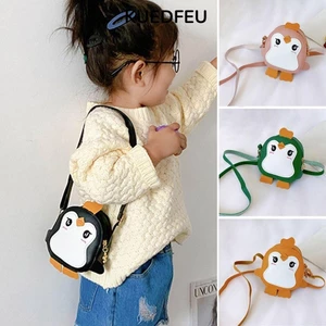KUEDFEU Túi đeo vai, Túi nhỏ bằng da PU, Túi xách hình chim cánh cụt hình động vật dễ thương cho bé gái