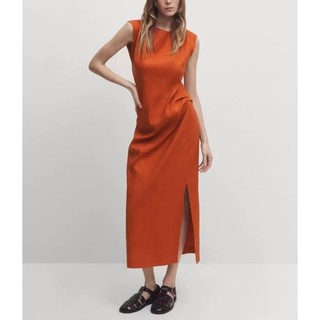 đầm Zara made in Morocco midi trơn có belt kèm