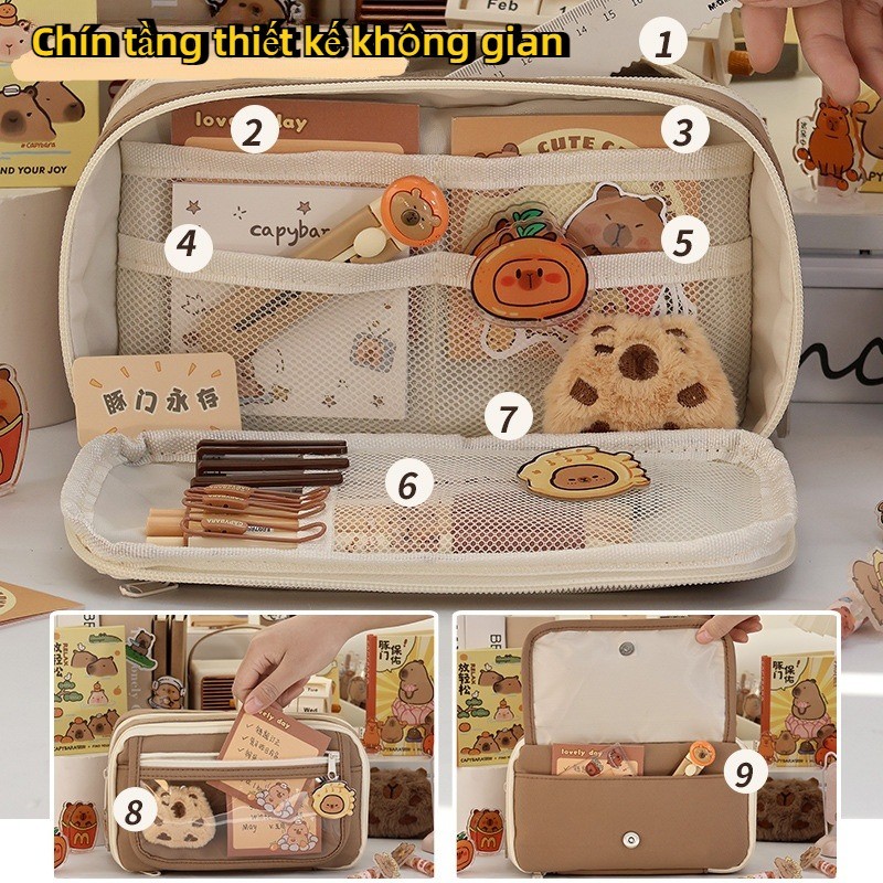 Kapibara Hộp đựng bút,chì hộp bút,Hoạt hình dễ thương Túi bút,chì sang trọng Học sinh Túi bút,Văn phòng phẩm Túi lưu trữ