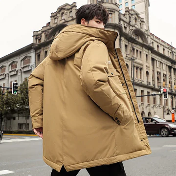 Áo khoác mùa đông áo khoác Parka nam Áo khoác lông vịt dày màu trắng có mũ áo khoác ngoài áo khoác nam dáng rộng Chống Gió Áo khoác làm việc cqfc