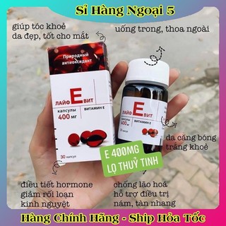 [LỌ THỦY TINH] Vitamin E Đỏ Nga Hàm Lượng 400mg LIFEVIT Giúp Làm Đẹp Da Của NGA