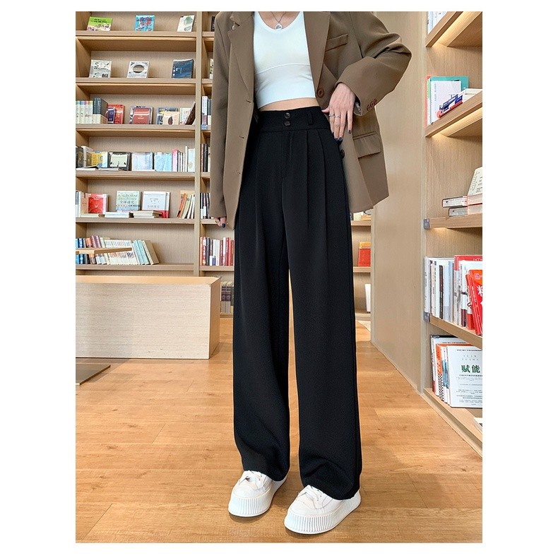 Quần Tây Ống Rộng Nữ Hàng Cao Cấp, Quần Ống Suông Cạp Cao Bigsize Phong Cách Cổ Điển, Sang Trọng