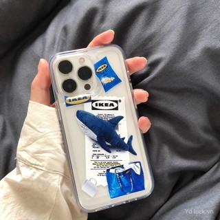 Ốp điện thoại trong suốt nhãn cá mập hợp thời trang cá tính dùng iPhone 12 13 14 15 promax 16promax 11 11promax xr xs 7plus 8plus 14Pro 14plus Ốp bảo vệ chống rơi 0I0G
