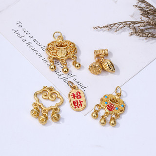 Mặt Dây ChuyềN Khóa Trường Thọ vàng may mắn phương pháp cổ kim mạ vàng chữ cầu phúc