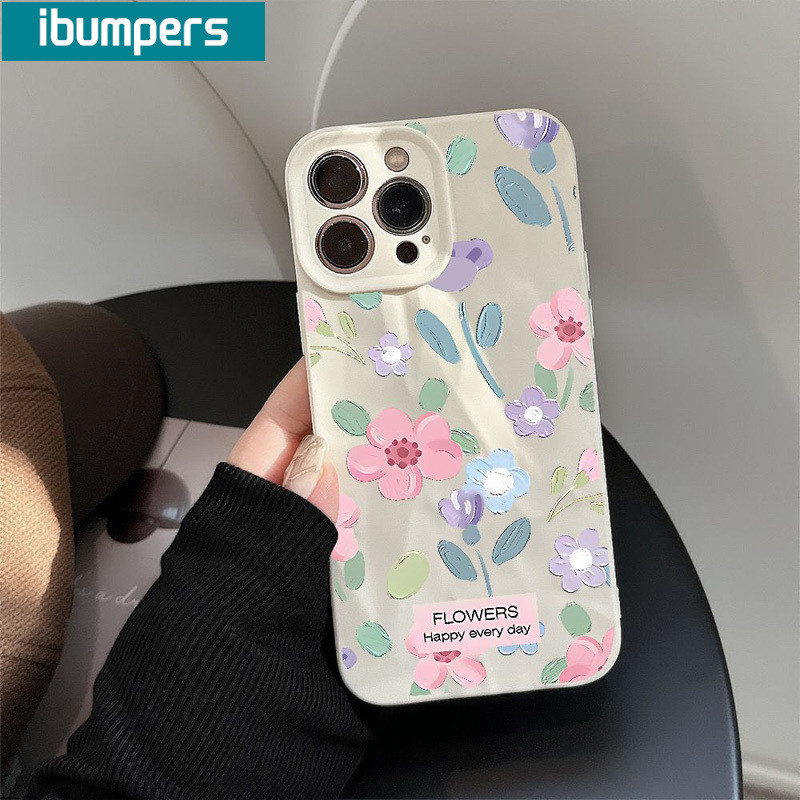 ibumpers Ốp Lưng iPhone Xinh Hàn Quốc Hoa In Hình Ốp Điện Thoại Silicon Mềm Chống Sốc Chống Bẩn Cho Iphone 16 15 14 12 13 11 Pro Max IP 7 8 Plus X XS XR
