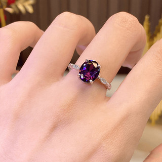 ♥ Nhẫn bốn móng hình bầu dục thạch anh tím đẹp nguyên bản dành cho nữ Trang sức sang trọng thời trang
