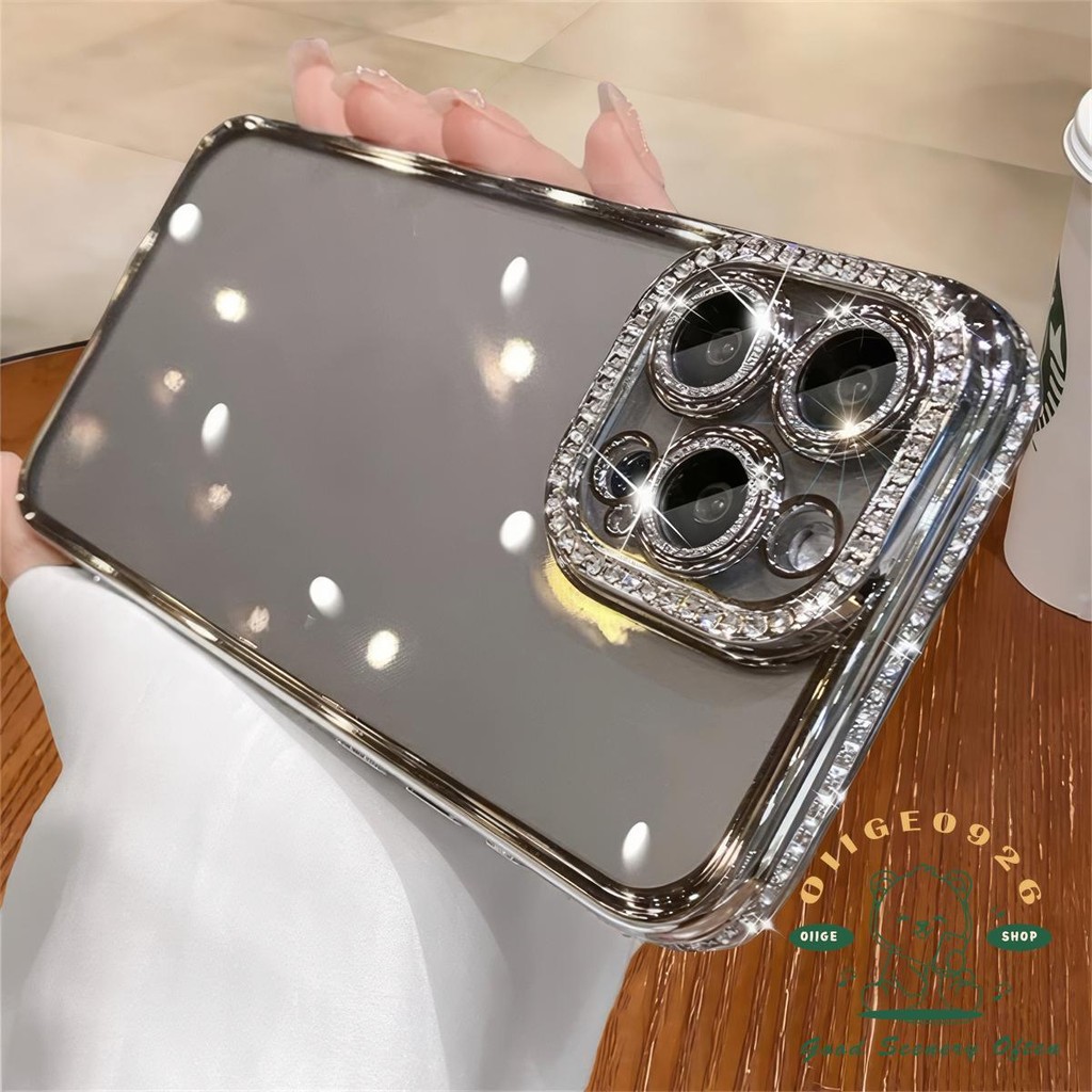 【 Ốp lưng iphone16 】 Vỏ điện thoại mạ chống rơi kim cương iphone16 Pro MAX 15 14 13 12 11 XR XS MAX cho vỏ iPhone Vỏ mềm silicon TPU chống sốc