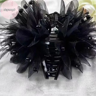 Deyangk Hàn Quốc Nữ Thời Trang Lưới Hoa Phụ Kiện Tóc Organza Ngọc Trai Đen Cầm Mũ VN