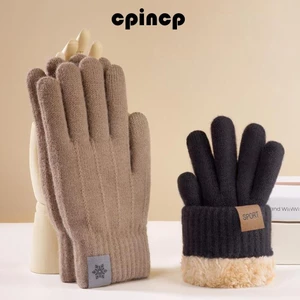 Găng tay mùa đông CPINCP, Găng tay màn hình cảm ứng toàn ngón tay ấm áp, Găng tay dệt kim toàn ngón tay có thể chạm vào, Thể thao ngoài trời