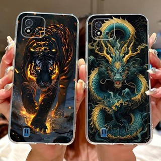 Ốp lưng Realme C11 2021 RMX3231 Phong cách mát mẻ Vỏ điện thoại họa tiết rồng hổ RealmeC11 C 11 2021 Ốp lưng silicon mềm trong suốt