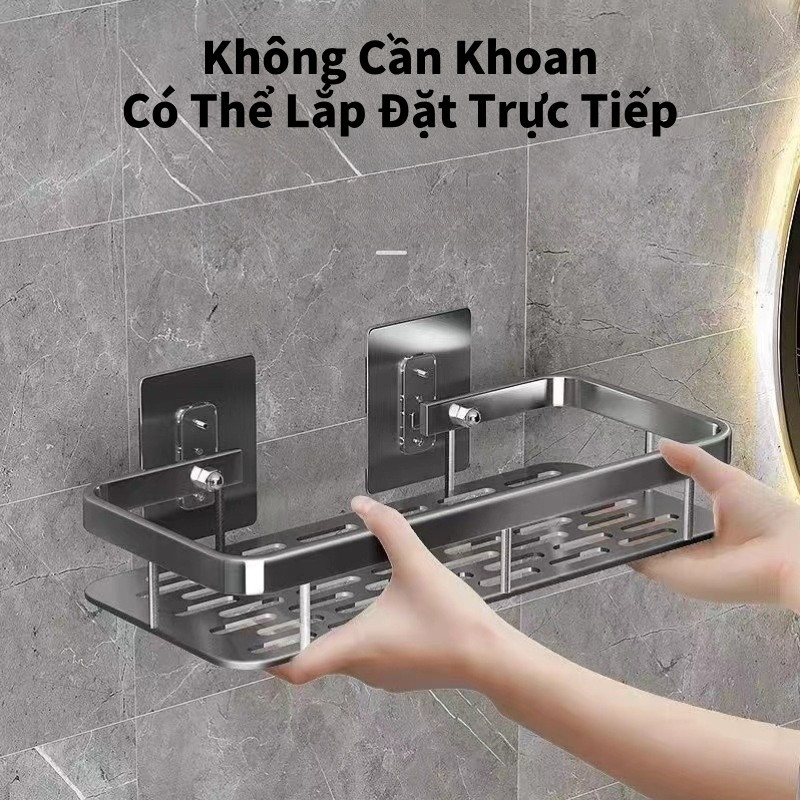 Kệ nhà tắm dán tường để đồ đa năng,Kệ góc tường nhà tắm nhôm hàng không,Kệ phòng tắm treo tường,chất liệu nhôm cao cấp