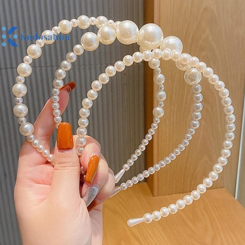 Kudosation Thời Trang Tính Khí Vintage Ngọc Trai Tóc Vòng Dành Cho Nữ Đơn Giản Chống Trơn Trượt Tóc Phụ Kiện Tóc