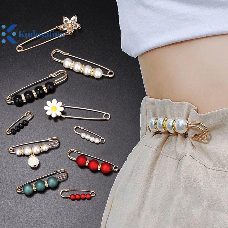 Kudosation 3 Chiếc Quần Áo Nữ Thổ Cẩm Bộ Ngọc Trai Kim Cương Giả Thổ Cẩm Cho Nữ Ve Áo Pin Thắt Lưng Pin Tự Làm Phụ Kiện