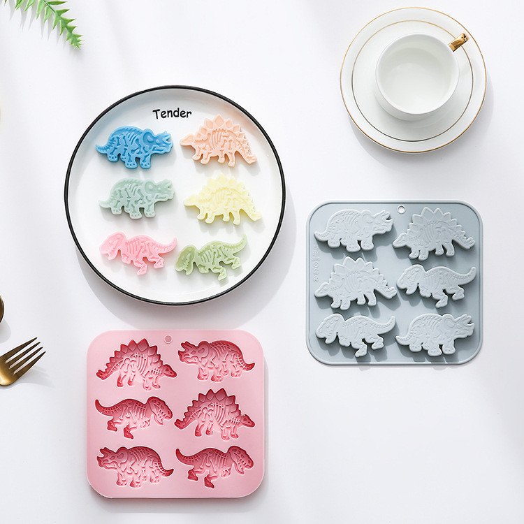 6 Khoang Khác Nhau Khủng Long Hóa thạch Mô Hình Khuôn Silicon Khuôn Sô Cô La Khay Đá Pudding Thạch Trang Trí Bánh Khuôn DIY Dụng Cụ Nướng Bánh