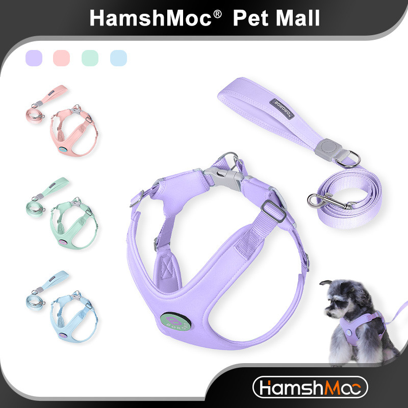 HamshMoc Bộ dây nịt và dây xích cho chó bền bỉ Bộ áo Vest thú cưng phản quang có thể điều chỉnh bước trong dây Lad có tay cầm mềm cho phụ kiện đi bộ cho chó nhỏ vừa và nhỏ