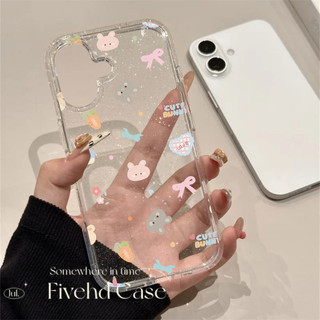 Ins Hàn Quốc Dễ Thương Girlish Dopamine Nơ Động Vật Bling Vỏ Cho iPhone 11 16 16E 15 14 13 12 Pro Xs Max XR X 7 8 Plus SE TPU Mềm HD Vỏ Điện Thoại Trong Suốt Bảo Vệ Lấp Lánh Vỏ